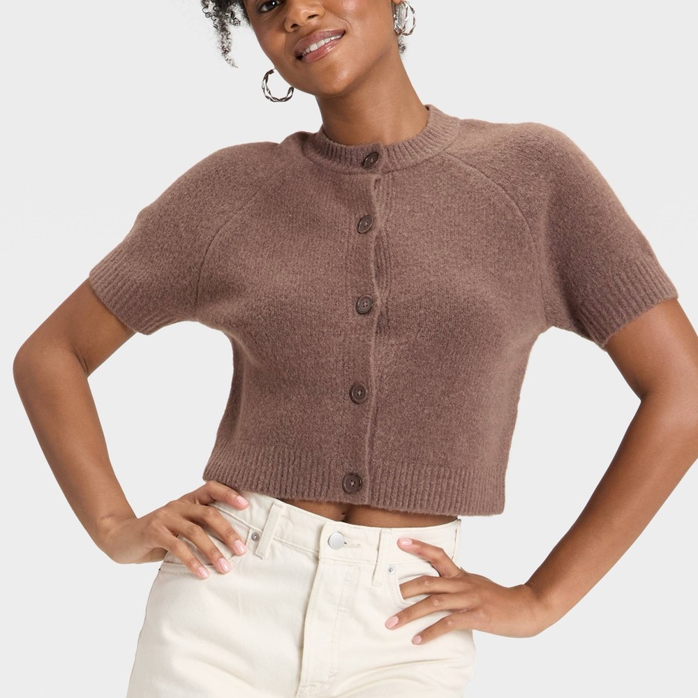 Universal Thread Brown Short Sleeve Cardigan NWT - image 1